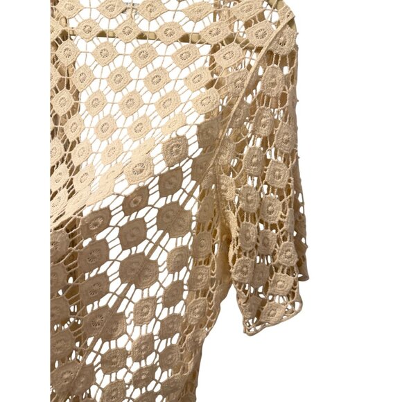 Rebellion Boho Crochet Lace Kimono Cardigan With Fringe  Size L - Picture 8 of 12